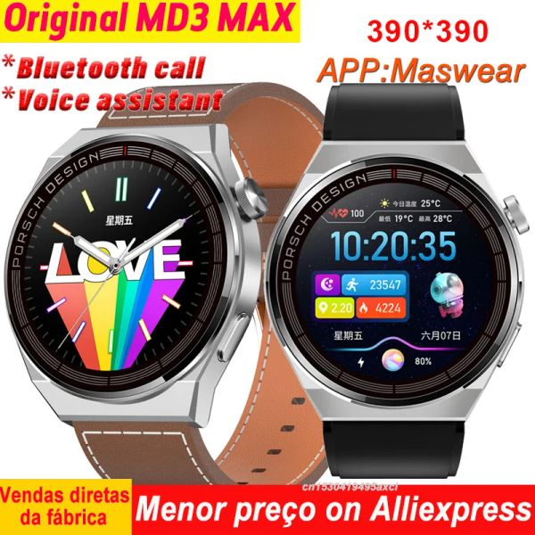 Observa MD3 Max Smart Watch Men Women 390*390 Sports Professional Bluetooth Informações Lembre