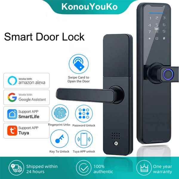 Blocco blocco elettronico con impronta digitale biometrica Tuya Smart Door Lock Digital Password Digital Chiave Swipe Swipe Swipe Sblocca Smart Home Security