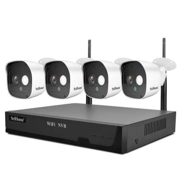 System Sricam NVS002 4Ch NVR Kits Netzwerk -Video -Rekorder mit 1080p Videoüberwachung Innen -IP -Kameras WiFi CCTV -Sicherheitssystem Kit