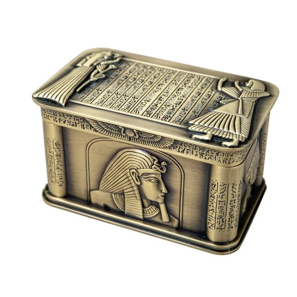 Caixa de jóias de alívio de alívio metal do Egito do Egito vintage egípcio Caso de armazenamento de presente egípcio Organizador de decoração de artesanato de artesanato 240327