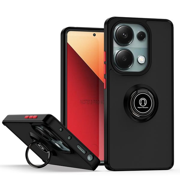 Capa de Kickstand de anel magnético fosco e semi-transparente para Xiaomi Redmi Note 13 Pro Nota 12 Nota 12s, Tampa do telefone rígido