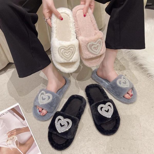 Slippers estilo coreano de pelúcia para roupas femininas vestindo 2024 Autumn e Winter Girl Fotion Fashion Cotton