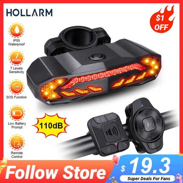 Kits Hollarm Bicycle Alarm Antitheft Impermeável Bicicleta de bicicleta elétrica Alarme de segurança Segurança Sensível Lembre