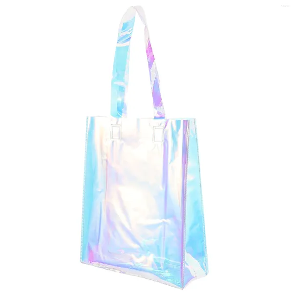 Aufbewahrungstaschen Irisierende Einkaufstaschen wasserdichtes PVC Holographische Handtasche Arbeit einkaufens Schulterfilm