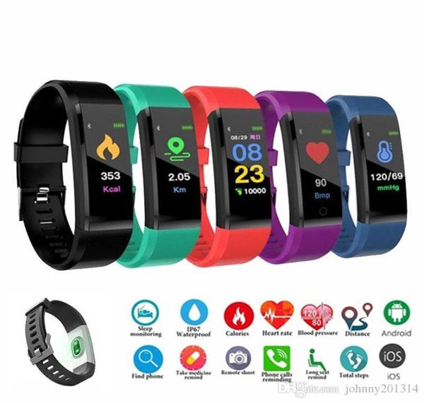 ID 115 plus intelligentes Armband für Bildschirm -Fitness -Tracker -Schrittzähler Watch Watch Heart Frequenz Blutdruckmonitor Smart Wristband9367831