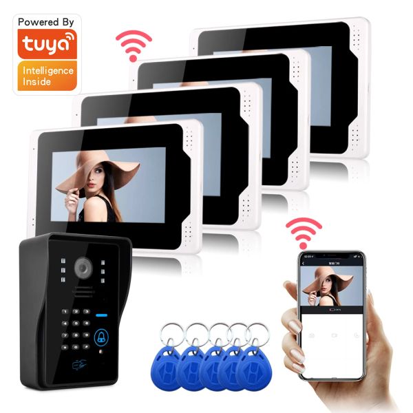 Intercom Wifi Tuya Smart Video Door Phone System Intercom Home Video Wireless Video Intercom 1080p AHD CAMERA CAMERA ALL'AHD CAMERIA RFID 125KHz Keyfob RFID