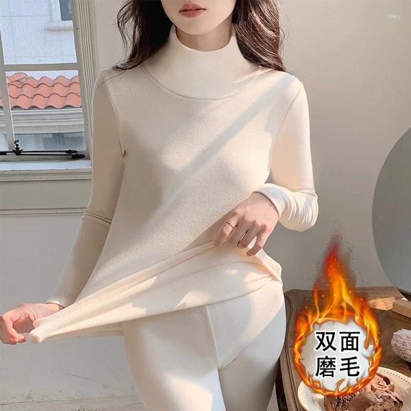 Abbigliamento da casa 2024 Autumn coreano Turtleneck a maniche lunghe Set di biancheria intima con fondo termico per donne