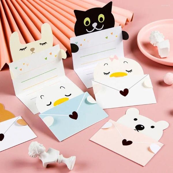 GRESTO DO GREST 6PCS Bênção dobrada Agradecendo envelope urso inseto carton cartão Cartão fofo de decoração papel