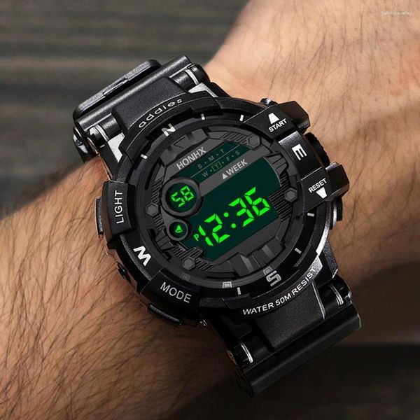 Armbanduhrenmodie Mods Mods Leben wasserdichte LED Digital Date Militär Sportgummi Quarz Uhr Watch Alarm Uhren Kinder Montre