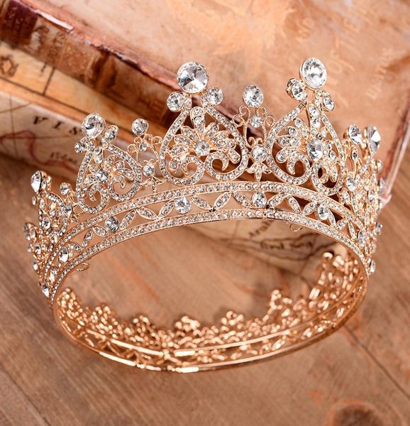 Роскошные кристаллы свадебная корона серебряный золотой стразы Принцесса Принцесса Королева Свадебная Тиара Корона аксессуары для волос дешевые качества1302906