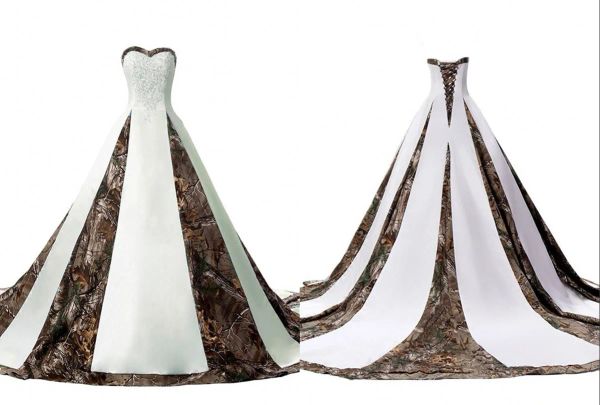 Kleider elegantes Camo Hochzeitskleid billige Plus -Größe Schatz 2022 Eine Linie Korsett Rückenperlen Applique Große Zug Brautkleider für Hochzeit