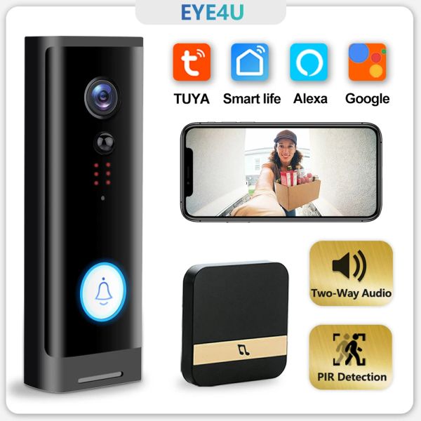 Дверные звонки Eye4u Smart Wi -Fi Видео Дверь Компания Камера Визуальная интерком с беспроводной камерой домашней безопасности ночной вид