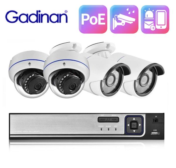 Система Gadinan NVR CCTV System IP Video Camera 4PCS POE CAMER CAMERA CAMERAR