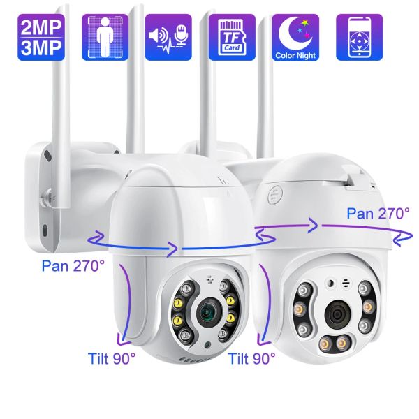 Telecamere Techage 1080p 3MP Velocità della telecamera wireless Dome PTZ Security IP Camera Rilevamento umano Thoway Audio Night Vision Surveillance CCTV