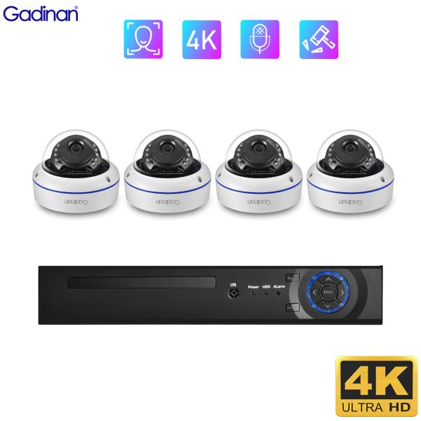 System Gadinan Ultra HD 4K Sicherheitskamera System 4K POE NVR Outdoor Face Detection Video Überwachung Kit Home IP CCTV -Kamera -Set