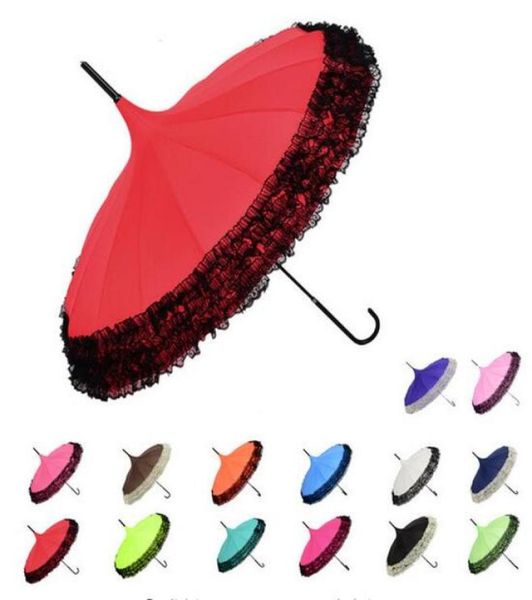 50 peças lotes novos elegantes guarda -chuva de renda semiautomática Fancy Sunny e Rainy Pagoda Romlanas 11 cores disponíveis4367863