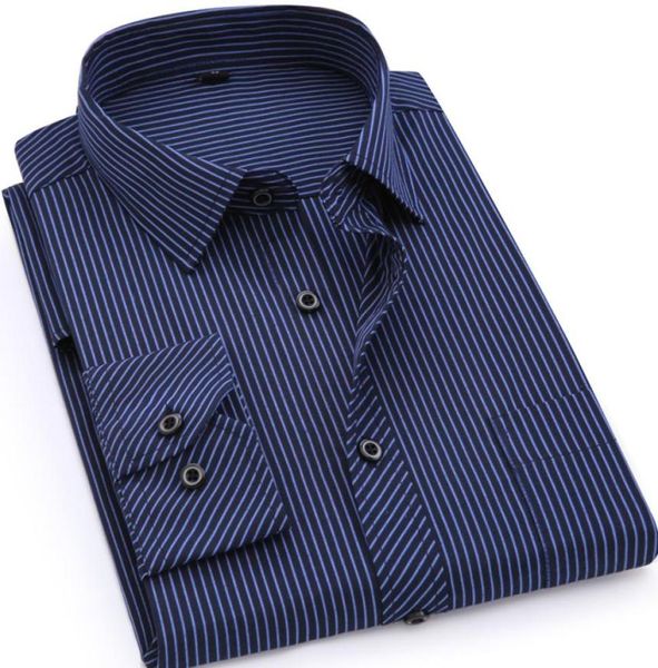Plus großer Größe 8xl 7xl 6xl 5xl 4xl Herren Business Casual Long Sleved Shirt Classic Striped männliche soziale Hemd -Hemden Purpurblau C6488381