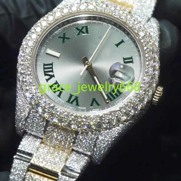 Mens Gold Bling Moissanite Quartz Hip Hop Watw Watches Watches Luxury Diamond Iced Out Men Watch Mechanical Watch