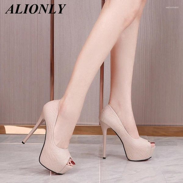 Scarpe vestite alionly 2024 Models Ultra tallone a spillo Stiletto Piattaforma impermeabile per bombole di Fuggire Donne sexy in rilievo