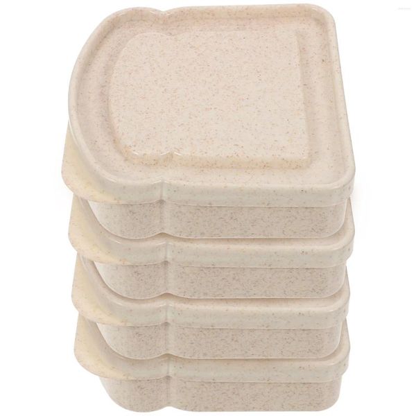 Placas 4 PCs Sandwich Box Toast Contêiner Piquennic Breather recipientes