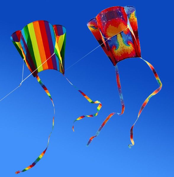 4 PCs Neue farbenfrohe Parafoil -Kite Ganzes mit 200 cm Schwänzen 30m Linie Outdoor gute fliegende Hochzeit Spielzeug für Kinder Girls Boy6381280