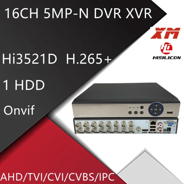 Gravador 16 canal dvr 16ch 4mp Video Video Recorder NVR H.265+ Híbrido 6 em 1 para TVI CVI CVBS AHD 4MP 1080P Câmera e câmera IP de 5MP