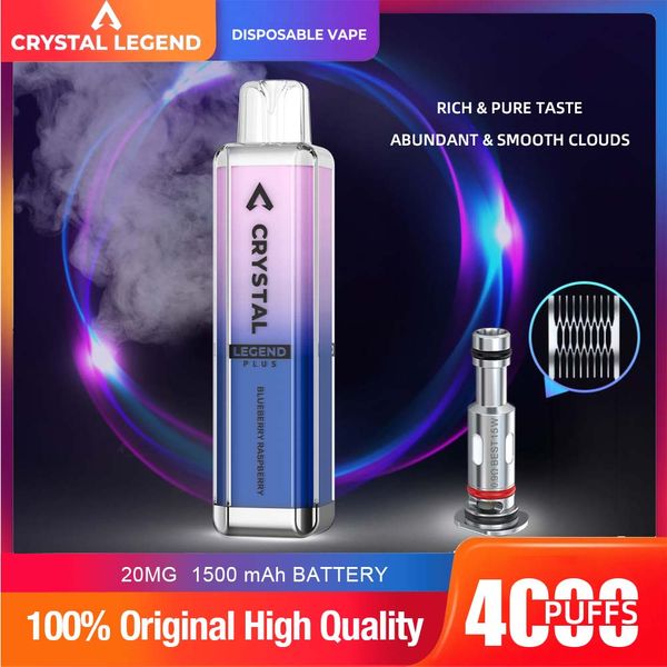 ATVS Crystal Prime Pro 4K Puff Ondosable E Сигареты 4000 Puffs сетчатой катушка Vape Pen 10 вкуса 2% испарителей Puff 4K одноразовые вейп -вейпные вейп. Puff 4000 Vaper