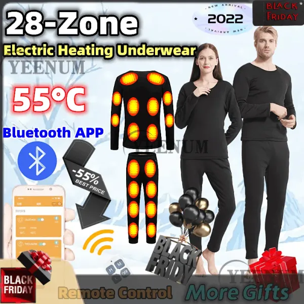 Anzüge Winter Electric Heizung Unterwäsche Bluetooth App Intelligente Thermalunterwäsche Plüsch Wolle Ski Unterwäsche Elektrische Heizung Top Hose