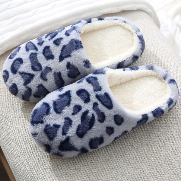 Pantofole donne peluche stampano leopardo leopardo scarpe calde piatto a piatto interni inverno autunno 2024 soffice casa pelosa