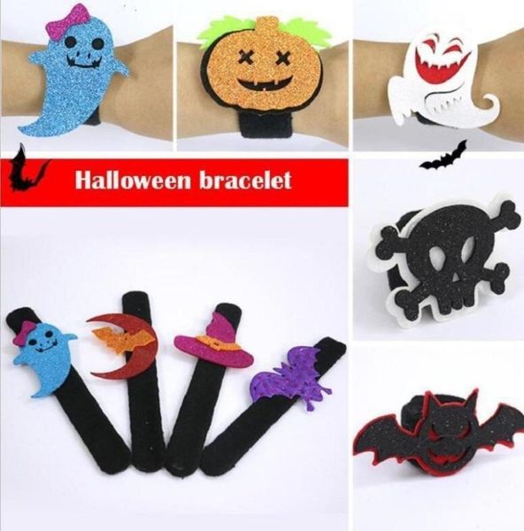 Toy Halloween Plush Plash Mano Circolo Slap Bracciale Decorazione Bat Pumpkin Ghost Shape Seriestre