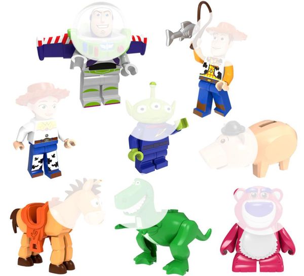 Mini Ação Figura Bomba Buzz Woody Jessie Alien Bulleye Lotso Rex The Green Dinosaur Hamm Building Blocks Toy para 2815865