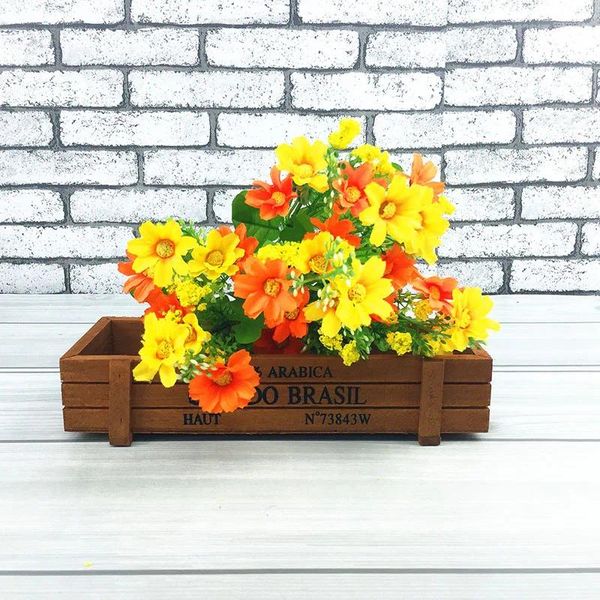 Flores decorativas 5 cores margaridas artificiais com decoração de casamento de casamento amarelo decoração de casa de flores para scrapbooking artesanato