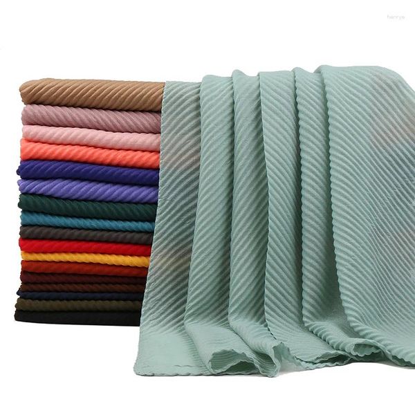 Lenços de tamanho grande algodão de algodão enrugado hijab xales de rugas sólidas para mulheres lenço muçulmano verão longa ladies ladies lenças de cabeça macia 180 90cm