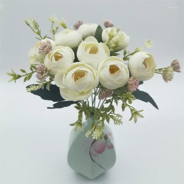 Fiori decorativi bouquet peonia artificiale el seta pianta finta tavolo da pranzo decorazione simulazione tè rosa fiore
