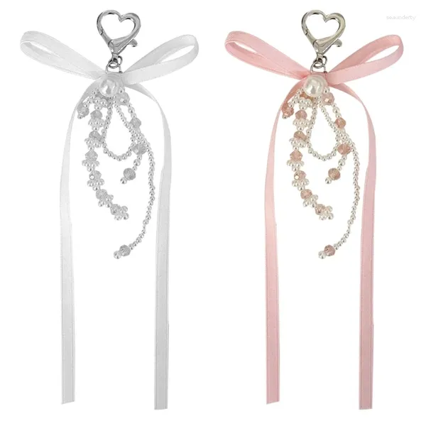 Keychains Smartphones de Flores Cristal da moda charme elegante Bowknot Keyring Phone simples Acessório anti-perdido