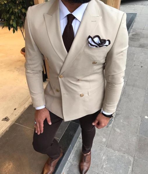 Beige Men039s Vintage Suits Jackets Leisure Свадебные смокинги на заказ мужские официальные вечеринки для бизнес -жениха Blzaers One Piec5141992