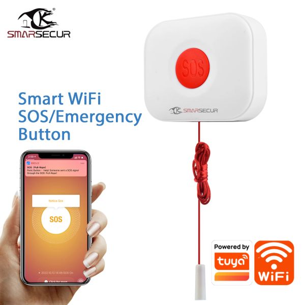 Knopf Tuya wasserdichte WiFi Wireless SOS Notfallknopf Alarm Home Einbrecher Alarmsensor 2.4 g Panikknopf