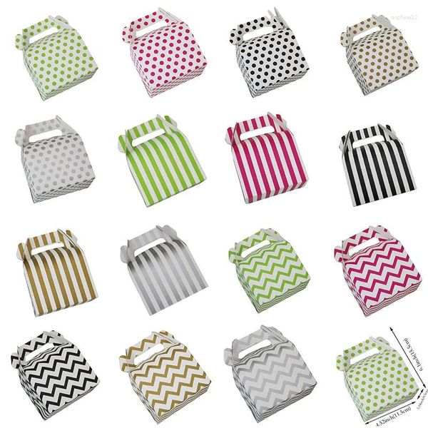 Wrap regalo 25/50 pezzi a strisce Polka Dot Kids Birthy Candy Box Biscuit Baking Carta per ospiti Baby Shower Party Packaging BASS