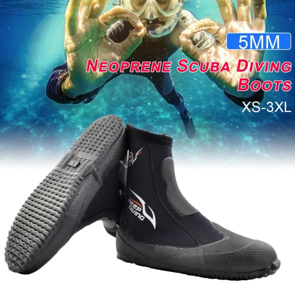 Acessórios 5mm Neoprene Mergulhar botas de mergulho Sapatos de água Vulcanização Provo de inverno Altos aletas quentes superiores