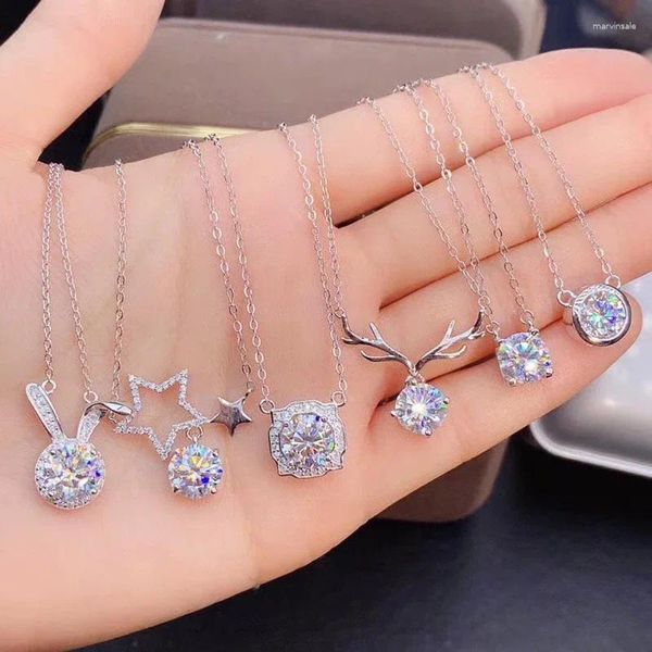 Colares pendentes de colar feminino da moda com zirconia cúbica de pedra acessórios de casamento de casamento prateado jóias de corrente de pescoço