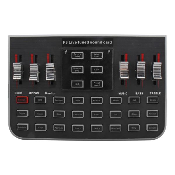 Accessoires Live Sound Card F8 Universal Voice Conversion Audio -Mixer mit 18 interessanten Soundeffekten Sound -Card -Computer Mischen