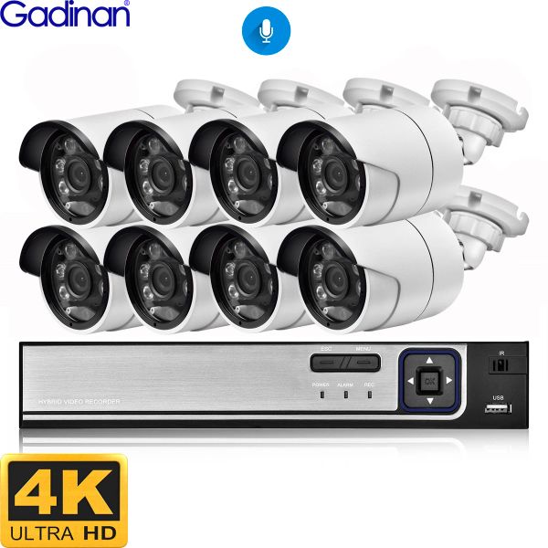 System 4K 8MP Ultra HD POE NVR System Kit Kit Outdoor CCTV Запись о безопасности 8 -мегапиксельная IP -камера набор домашней видеокамеры.