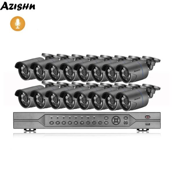 System Azishn 16CH 5MP POE NVR Security System H.265 HD 5MP 3MP 2MP 2 -мегапик