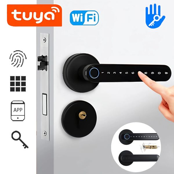 Заблокировать биометрический смарт -блокировка отпечатка пальца Password Electric Digital Lock Tuya Ttlock Цинк сплав с сплавами без ключа для дома для дома