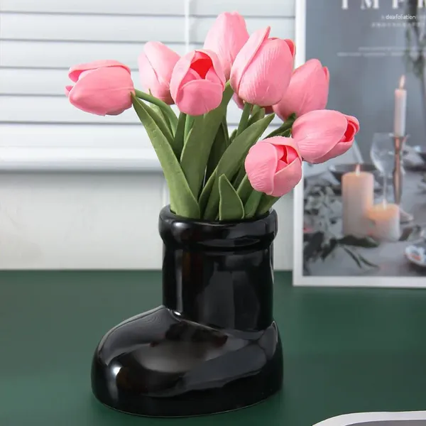 Vasen nordische abstrakte Weihnachtsschuhkeramik -Stifthalter Vase Ornamente Wohnzimmer Schlafzimmer Make -up Pinsel Aufbewahrung Handwerk Geschenke