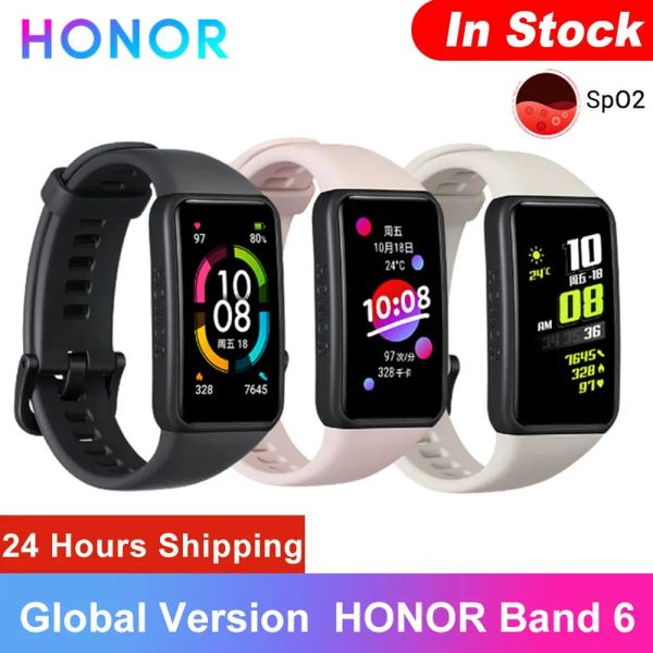 Braccialetti originali Honor Band 6 Versione globale Smart Wristband Bluetooth Fitness Fitness Sleep Heart Monitoraggio Musica Smart Watch