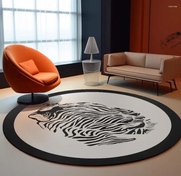 Teppiche französische Kunst Wohnzimmer Dekoration Teppich Retro Runde Teppiche für Schlafzimmer Große Fläche verdickte Lounge Teppich Stuhl Bodenmatte