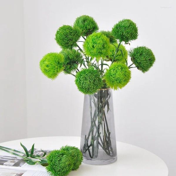 Dekorative Blumen 5pcs künstliche grüne Dianthus Latex Zwiebel Ball gefälschte Pflanzen Diy Bouquet Hochzeit Dekor Party Home Arrangement