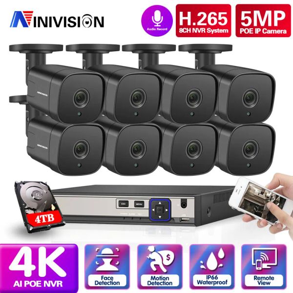 System 4K NVR Outdoor wasserdichte Heim -CCTV -POE -Kamera -Sicherheitssystem Kit VMS 5MP IR Nachtsicht Überwachung System 8CH H.265+ P2P
