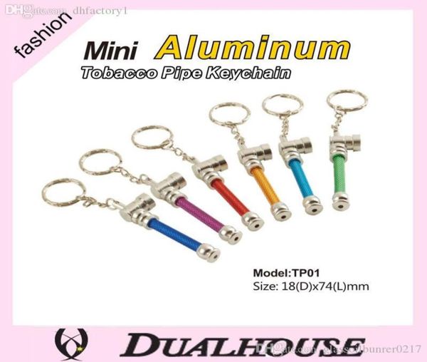 Ganze billige tragbare bunte kreative Raucherzubehör Mini -Rauchrohr Metallrohr Rauchrohr Aluminium Tabak Schlüsselbund T9439890